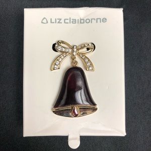 *NEW* Liz Claiborne gold tone rhinestone bell pin